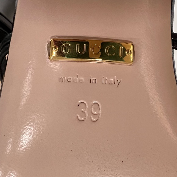 GUCCI Isa crystal-embellished leather slingback sandals EU:39 - Picture 4 of 12